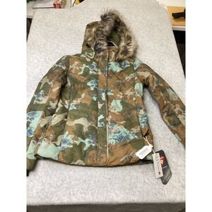 Obermeyer Tuscany II Jacket Vintage Camo Floral Ski Puffer Faux Fur Hood 11225 8